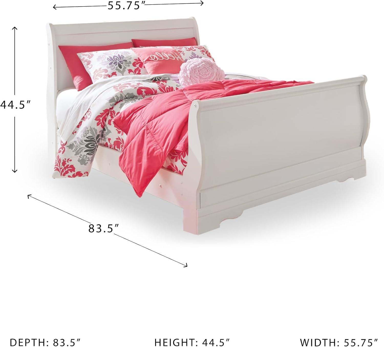 imageSignature Design by Ashley Anarasia Traditional Full Sleigh Bed with Metal Slats Foundation or Box Spring Needed WhiteWhite