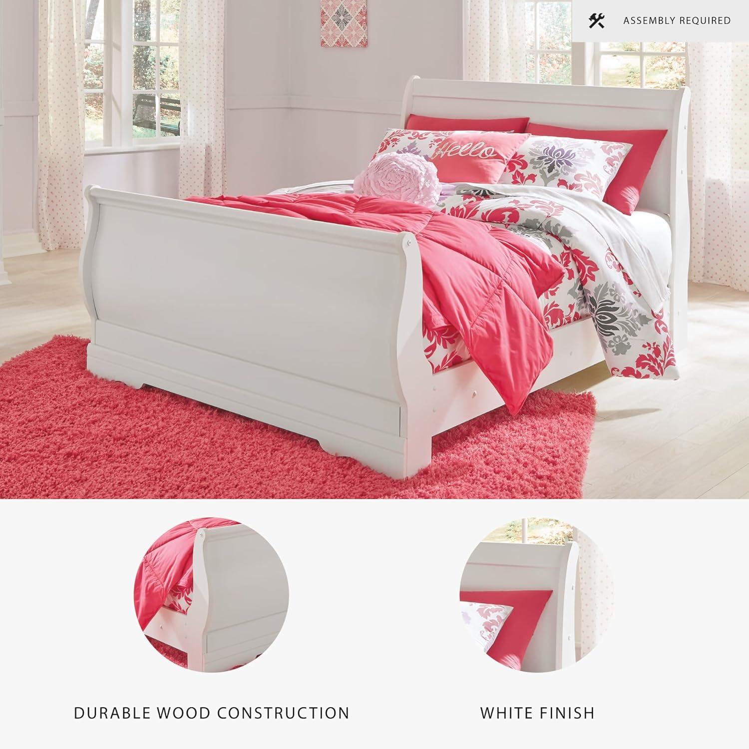 imageSignature Design by Ashley Anarasia Traditional Full Sleigh Bed with Metal Slats Foundation or Box Spring Needed WhiteWhite