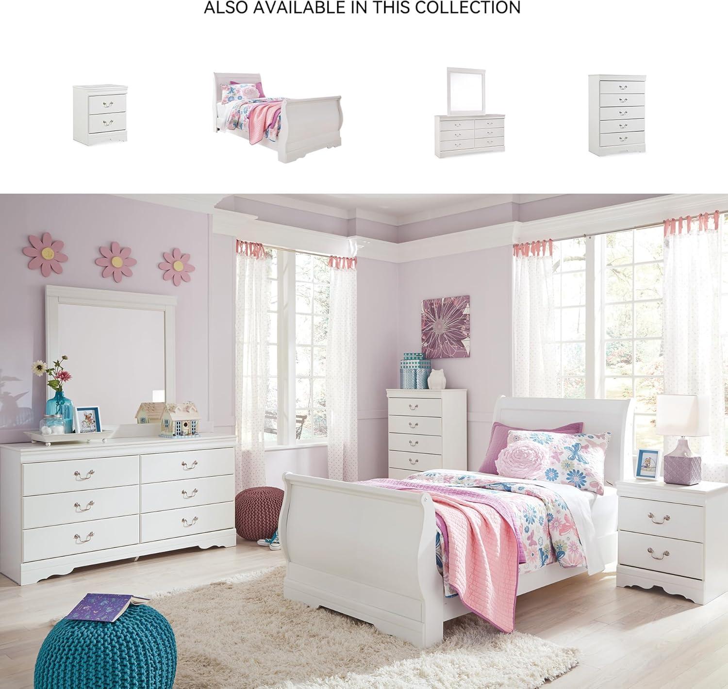 imageSignature Design by Ashley Anarasia Traditional Full Sleigh Bed with Metal Slats Foundation or Box Spring Needed WhiteWhite