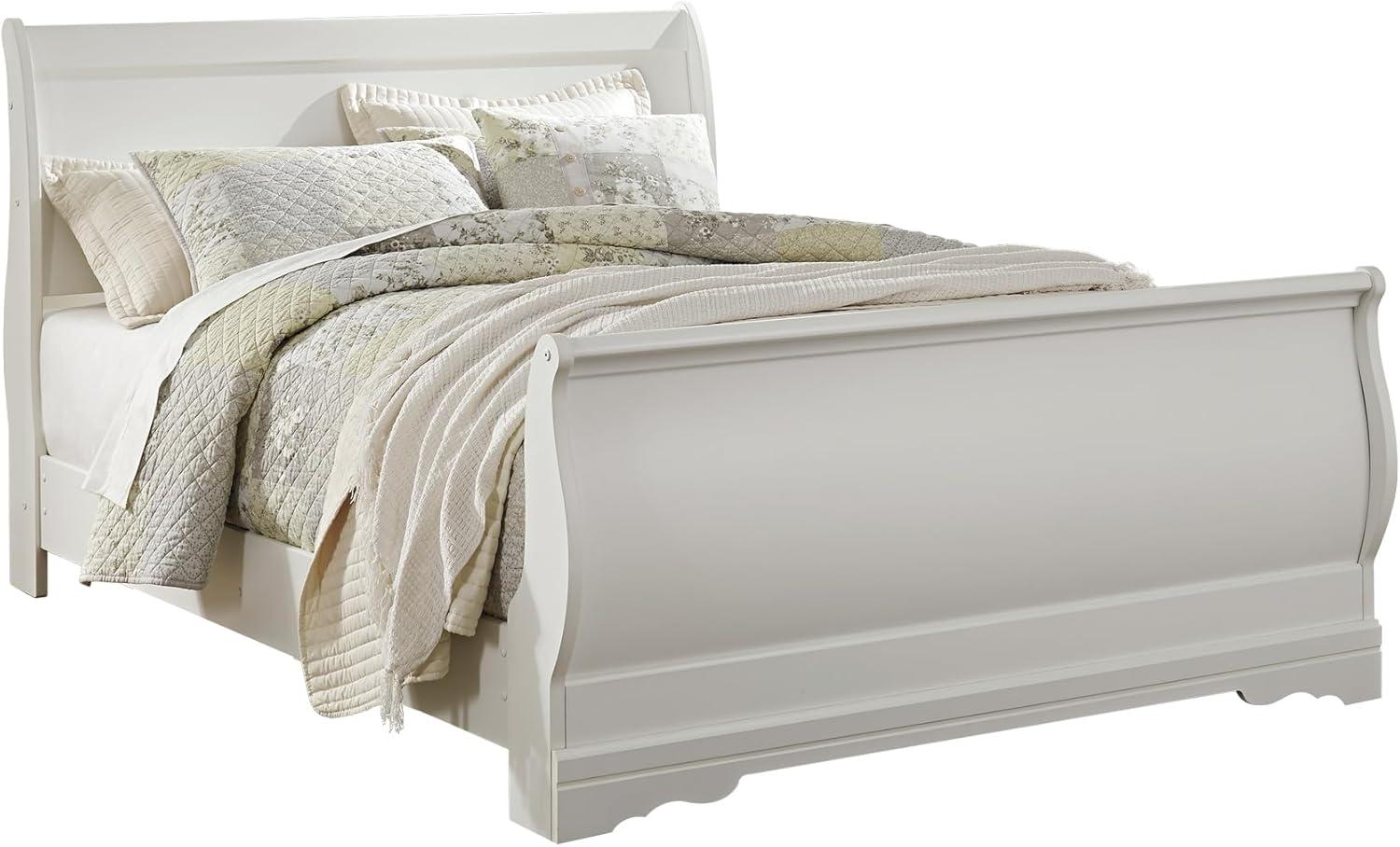 imageSignature Design by Ashley Anarasia Traditional Full Sleigh Bed with Metal Slats Foundation or Box Spring Needed WhiteWhite
