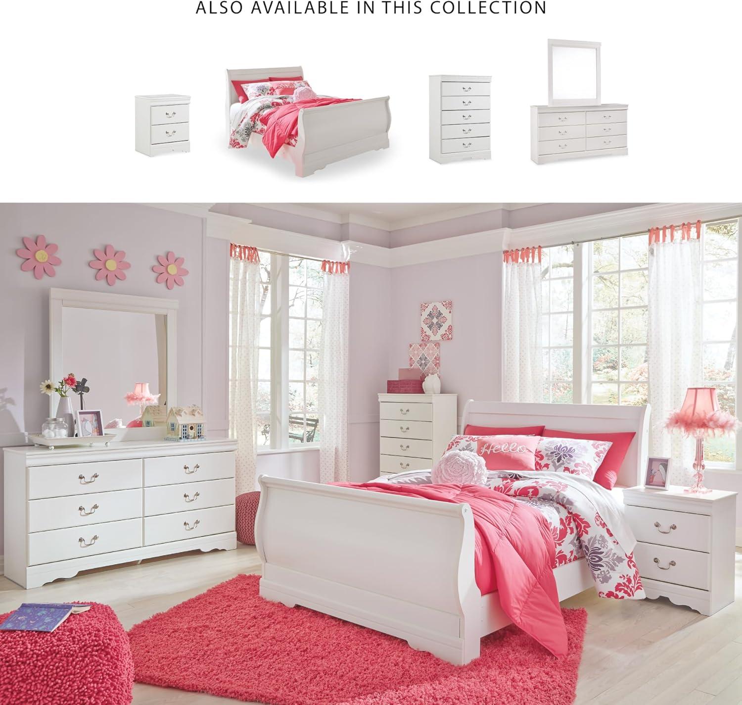 imageSignature Design by Ashley Anarasia Traditional Full Sleigh Bed with Metal Slats Foundation or Box Spring Needed WhiteWhite