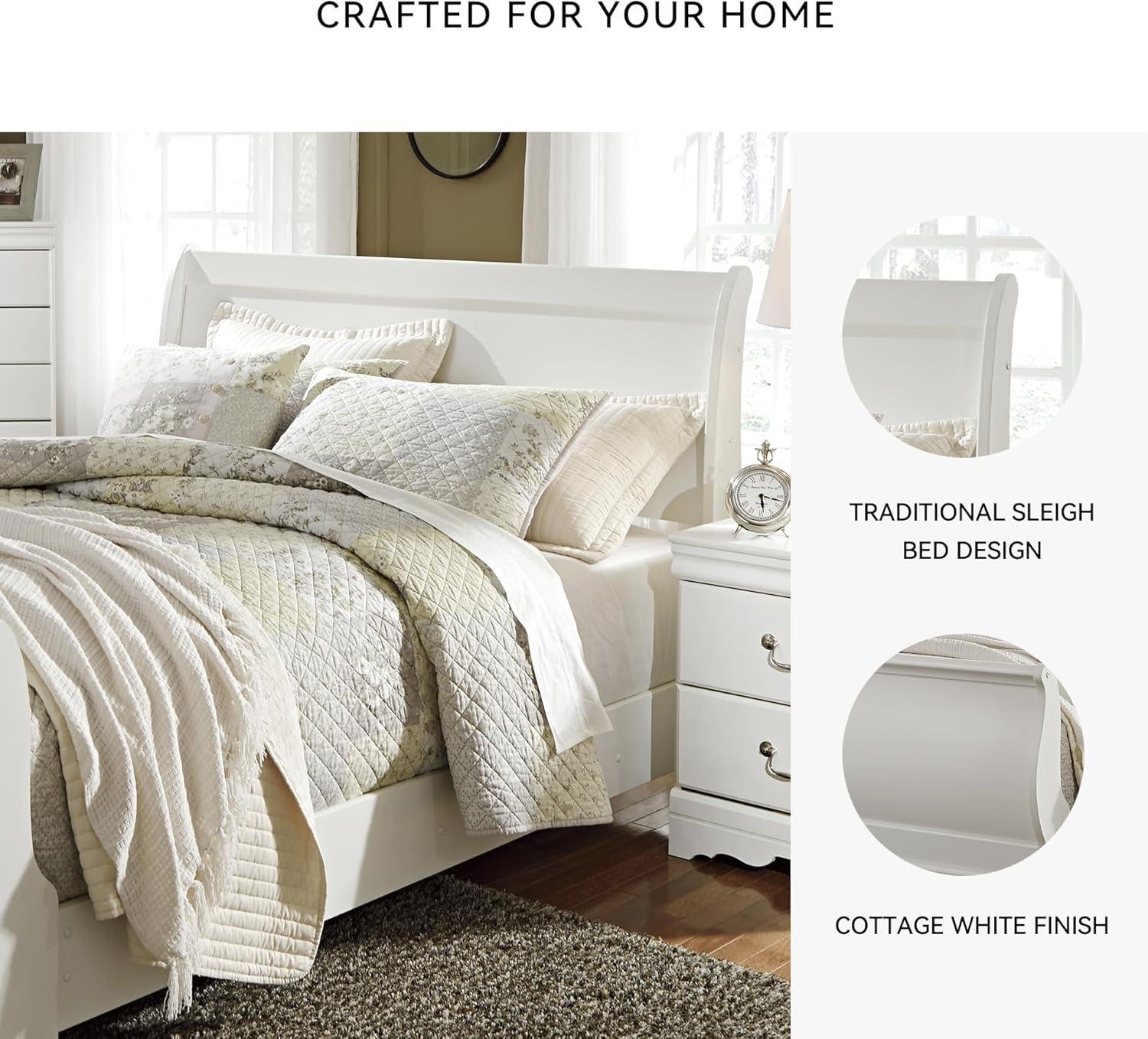 imageSignature Design by Ashley Anarasia Traditional Full Sleigh Bed with Metal Slats Foundation or Box Spring Needed WhiteWhite