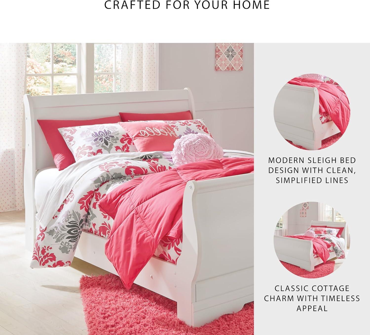 imageSignature Design by Ashley Anarasia Traditional Full Sleigh Bed with Metal Slats Foundation or Box Spring Needed WhiteWhite