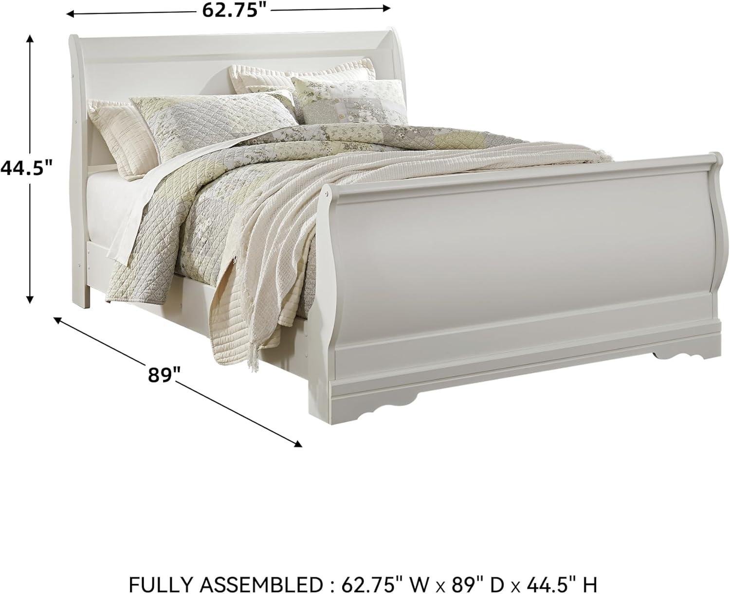 imageSignature Design by Ashley Anarasia Traditional Full Sleigh Bed with Metal Slats Foundation or Box Spring Needed WhiteWhite