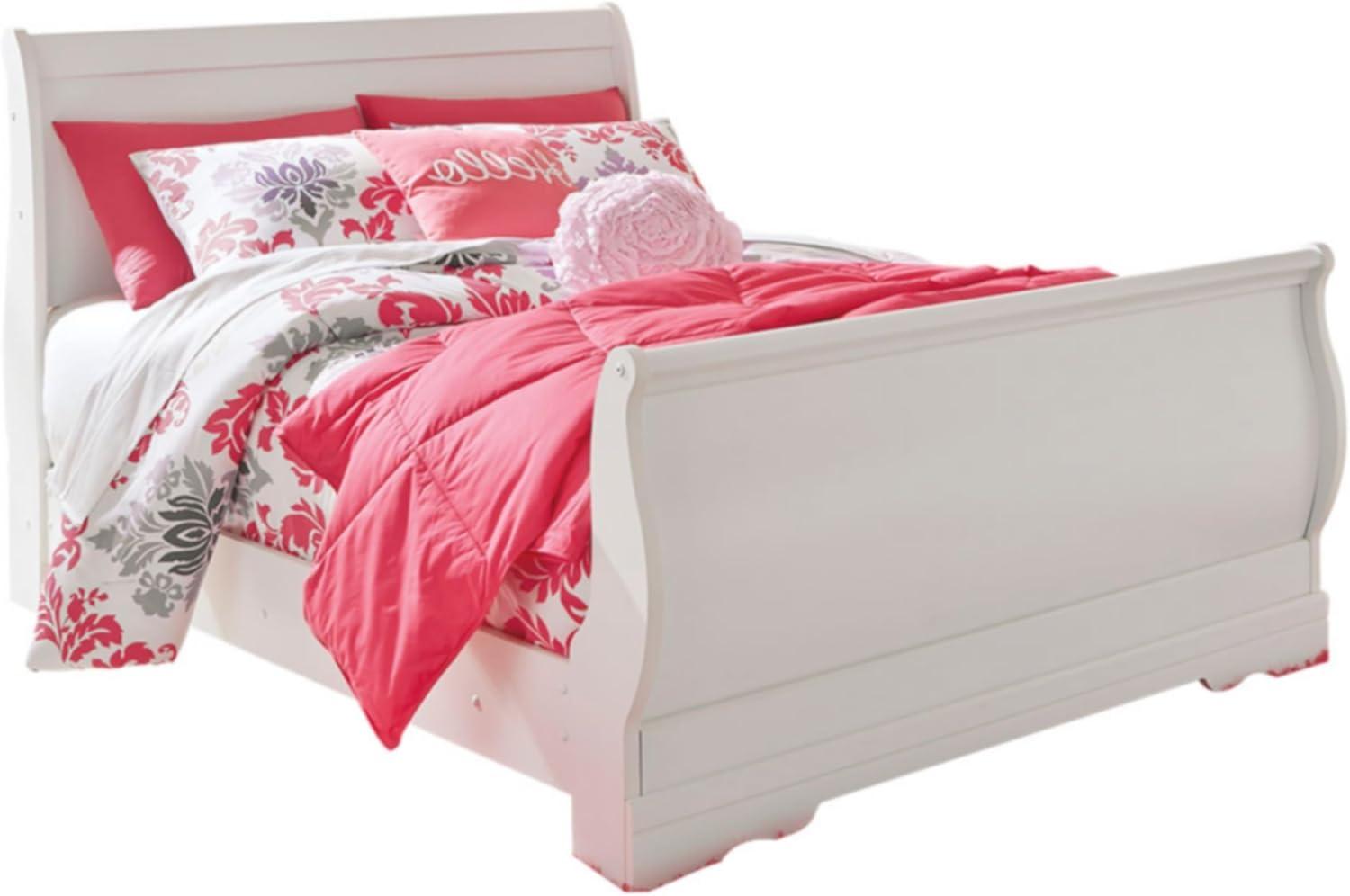 imageSignature Design by Ashley Anarasia Traditional Full Sleigh Bed with Metal Slats Foundation or Box Spring Needed WhiteWhite