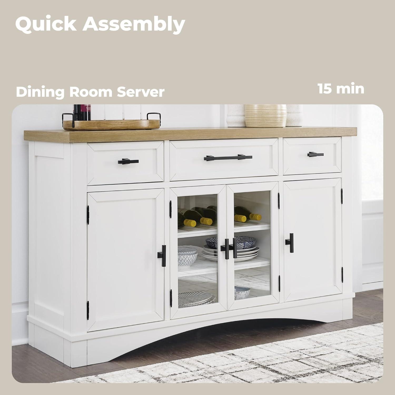 imageSignature Design by Ashley Ashbryn Casual Dining Server with FeltLined Drawers and Safety Stop White ampamp Light Brown