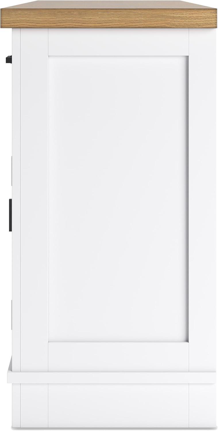 imageSignature Design by Ashley Ashbryn Casual Dining Server with FeltLined Drawers and Safety Stop White ampamp Light Brown