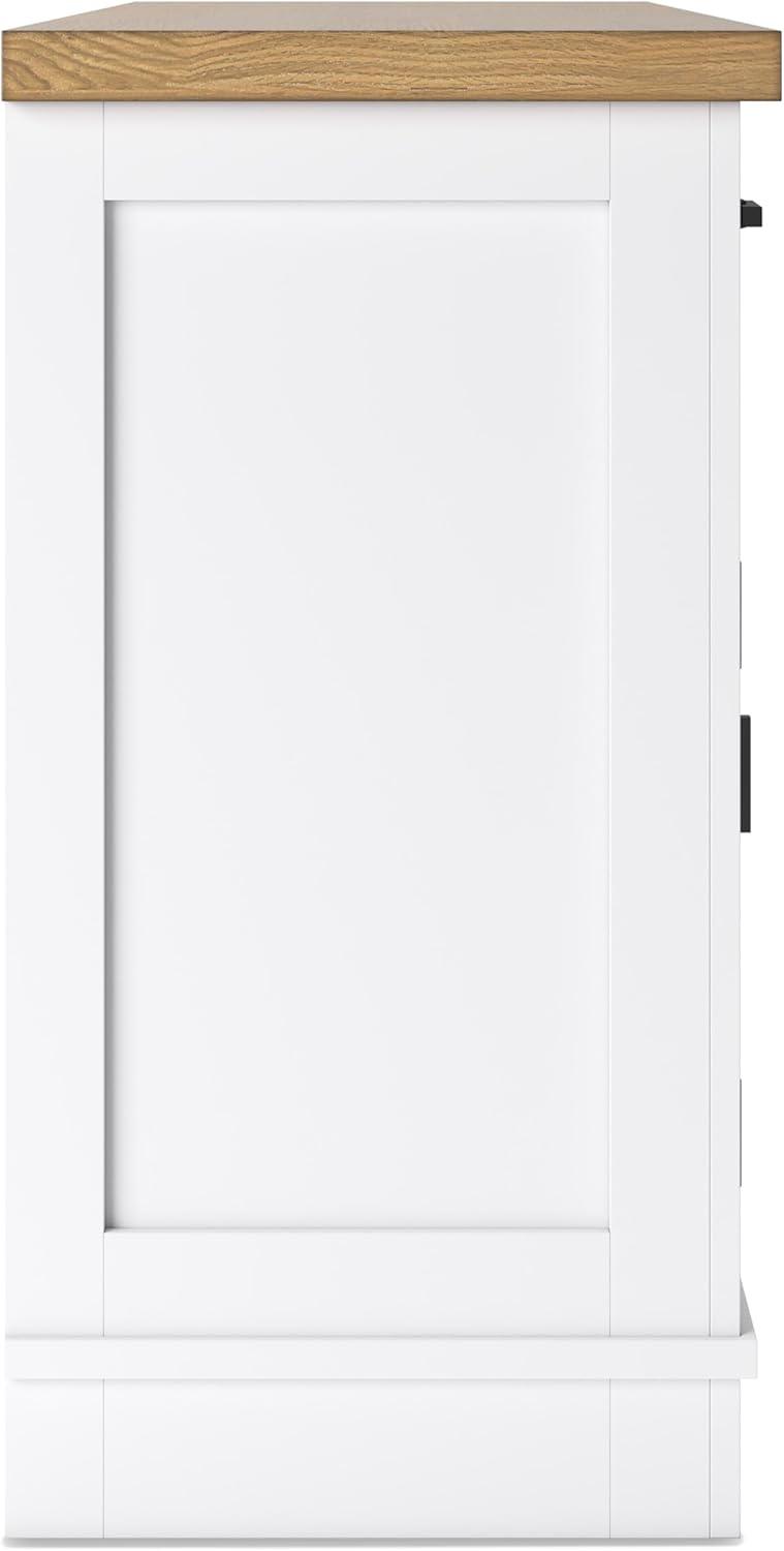 imageSignature Design by Ashley Ashbryn Casual Dining Server with FeltLined Drawers and Safety Stop White ampamp Light Brown