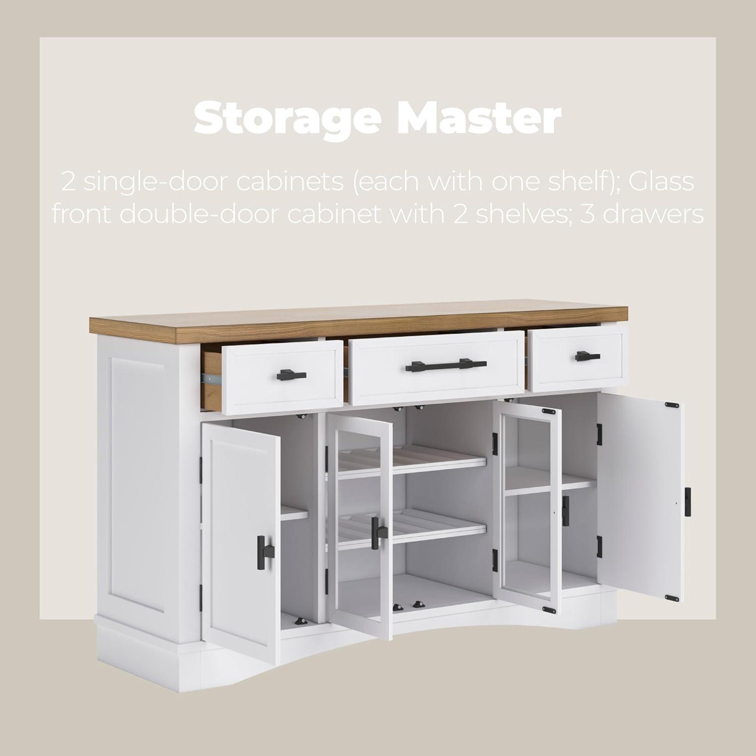 imageSignature Design by Ashley Ashbryn Casual Dining Server with FeltLined Drawers and Safety Stop White ampamp Light Brown