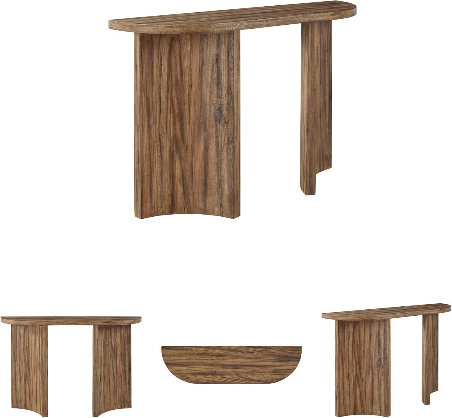 imageSignature Design by Ashley Austanny Rustic ThickTabletop Sofa Table with Curved Plinth Base Light Brown