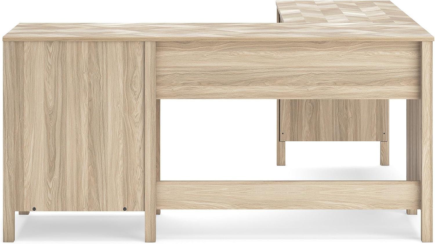 imageSignature Design by Ashley Battelle Casual 60quot Home Office Desk with 1 Drawer and Cabinet Door Light Brown60 Home Office Desk with Return