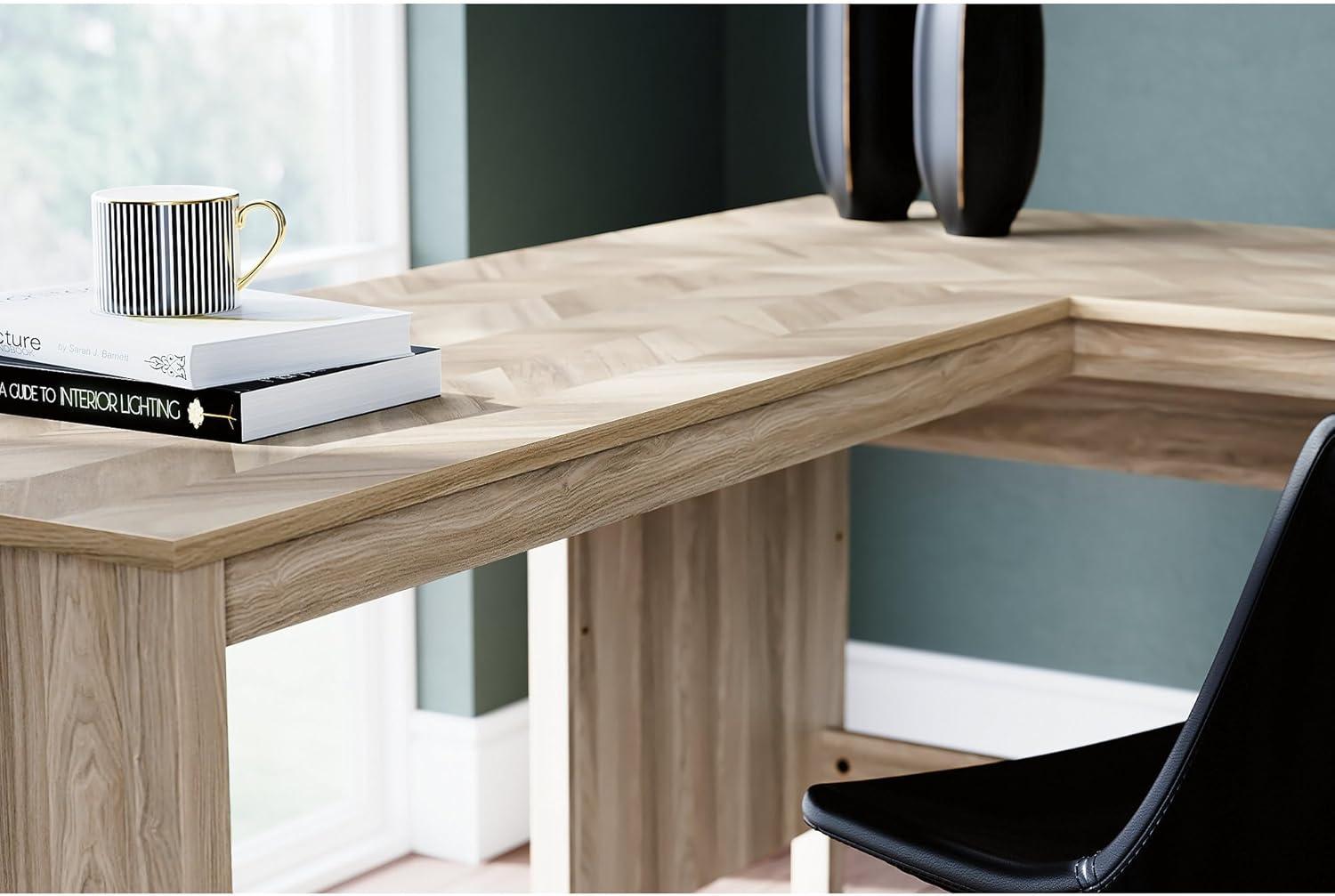 imageSignature Design by Ashley Battelle Casual 60quot Home Office Desk with 1 Drawer and Cabinet Door Light Brown60 Home Office Desk with Return