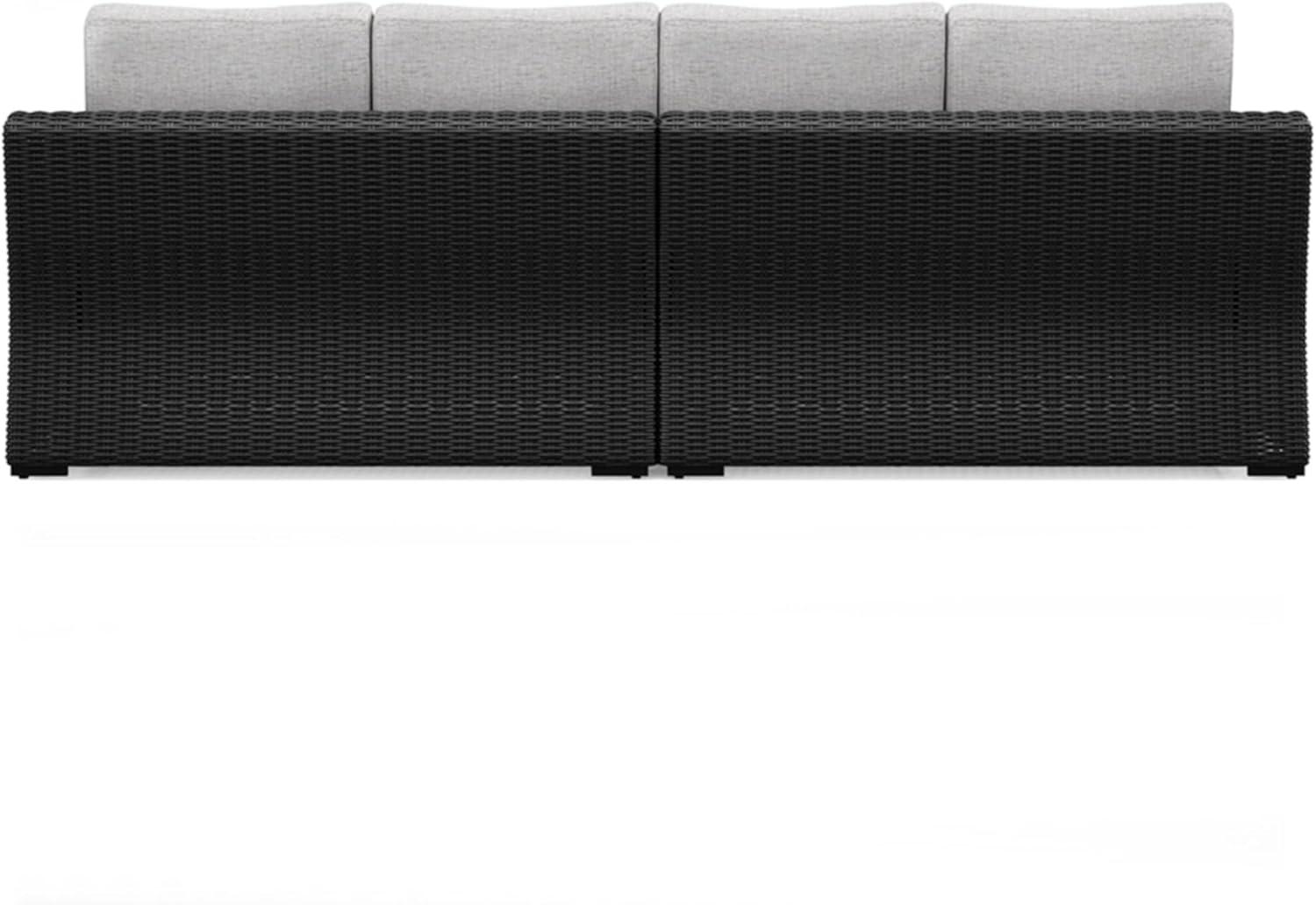 imageSignature Design by Ashley Beachcroft Casual Nuvella Weather Resistant Fabric 2Piece OutdoorIndoor Loveseat with Cushion and 4 Toss Pillows Black ampamp Light GrayBrown