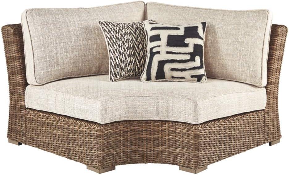 imageSignature Design by Ashley Beachcroft Casual Nuvella Weather Resistant Fabric 2Piece OutdoorIndoor Loveseat with Cushion and 4 Toss Pillows Black ampamp Light GrayBrown