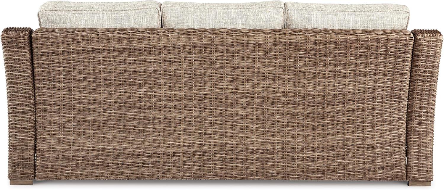 imageSignature Design by Ashley Beachcroft Casual Nuvella Weather Resistant Fabric 2Piece OutdoorIndoor Loveseat with Cushion and 4 Toss Pillows Black ampamp Light GrayBrown