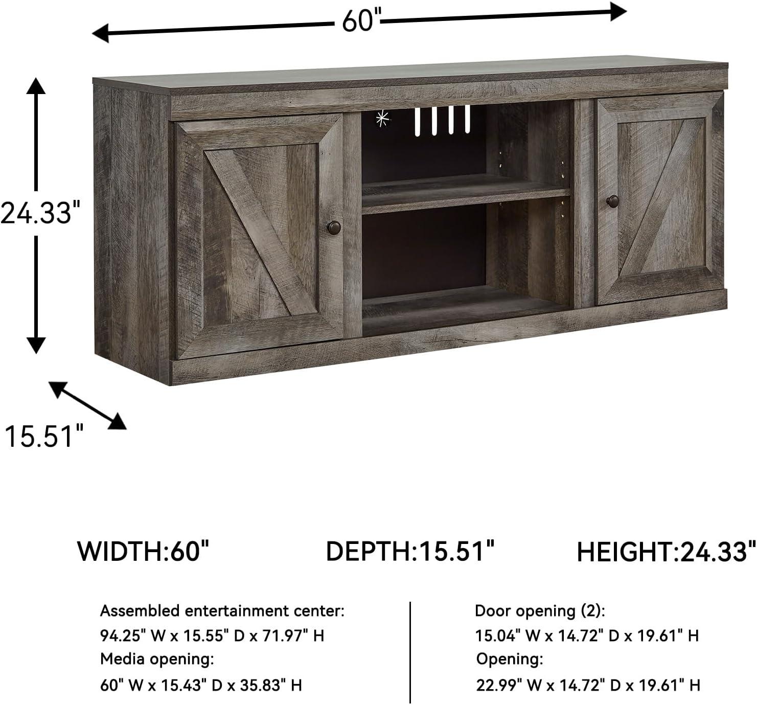 imageSignature Design by Ashley Bellaby Farmhouse TV Stand with Fireplace Option Fits TVs up to 60quot WhitewashGrey