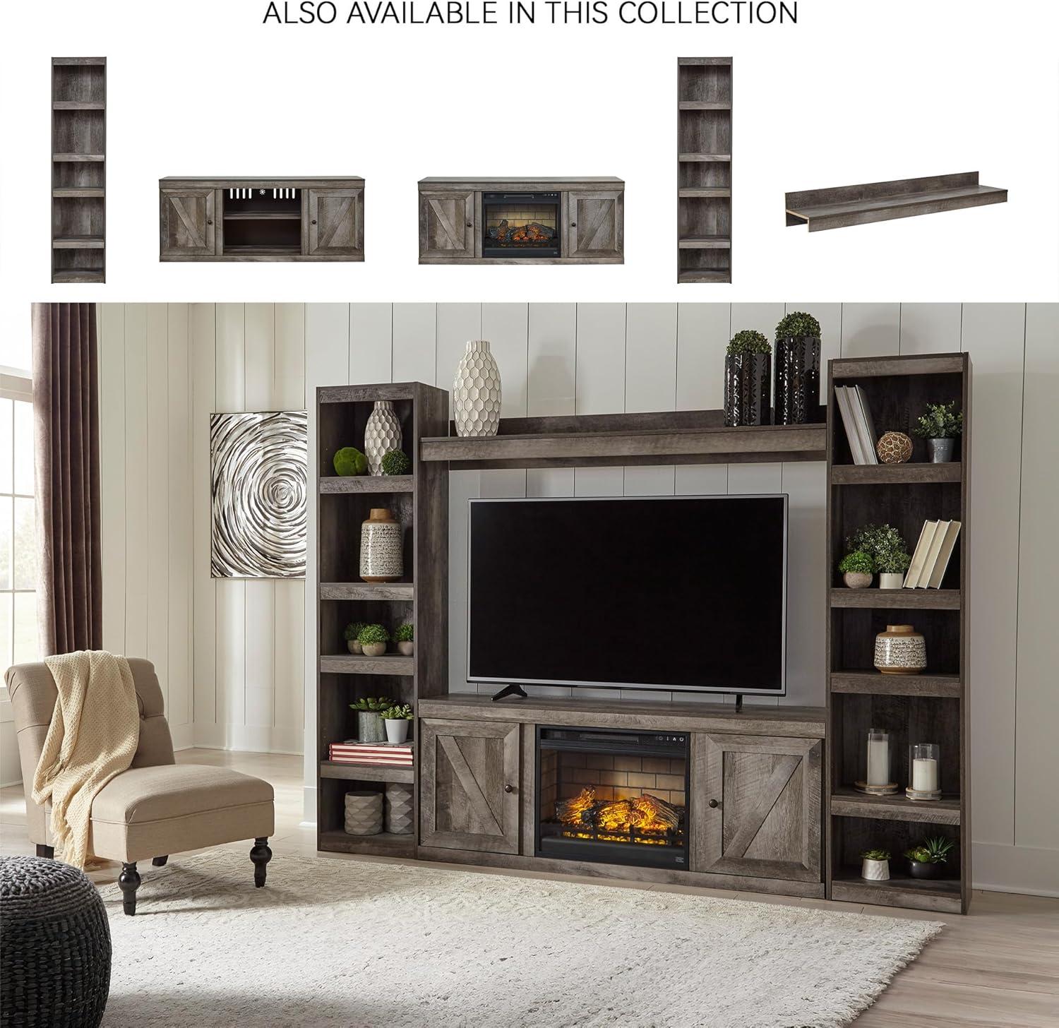imageSignature Design by Ashley Bellaby Farmhouse TV Stand with Fireplace Option Fits TVs up to 60quot WhitewashGrey
