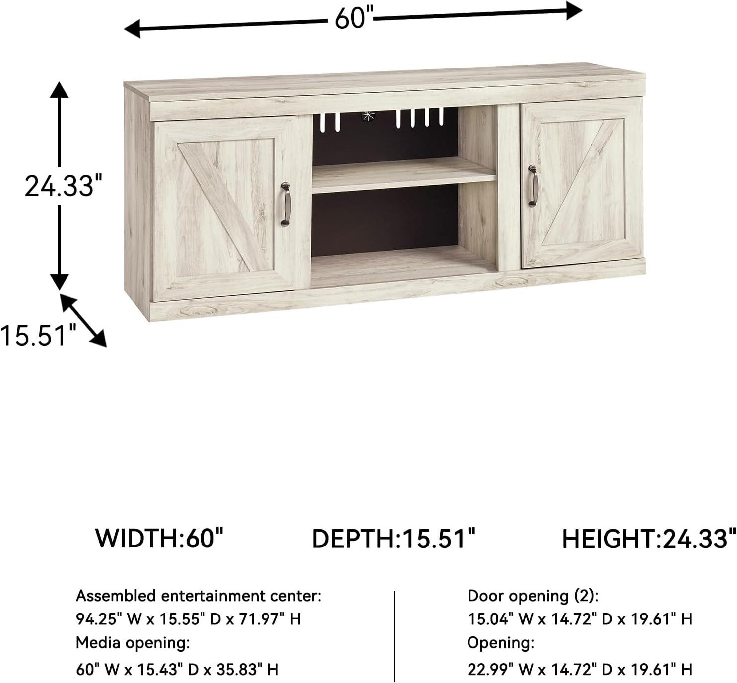 imageSignature Design by Ashley Bellaby Farmhouse TV Stand with Fireplace Option Fits TVs up to 60quot WhitewashWhitewash