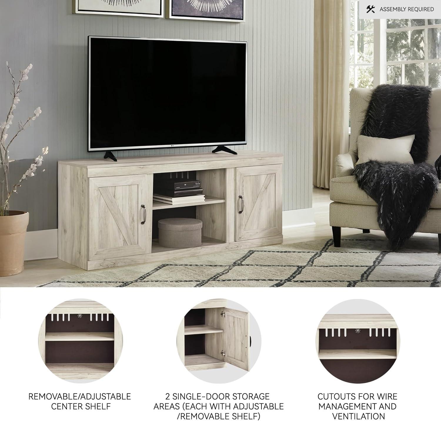imageSignature Design by Ashley Bellaby Farmhouse TV Stand with Fireplace Option Fits TVs up to 60quot WhitewashWhitewash