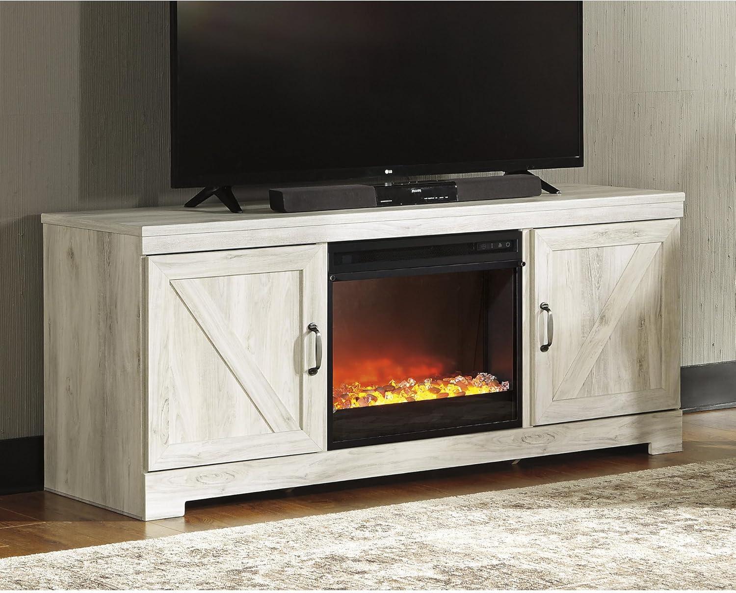 imageSignature Design by Ashley Bellaby Farmhouse TV Stand with Fireplace Option Fits TVs up to 60quot WhitewashWhitewash