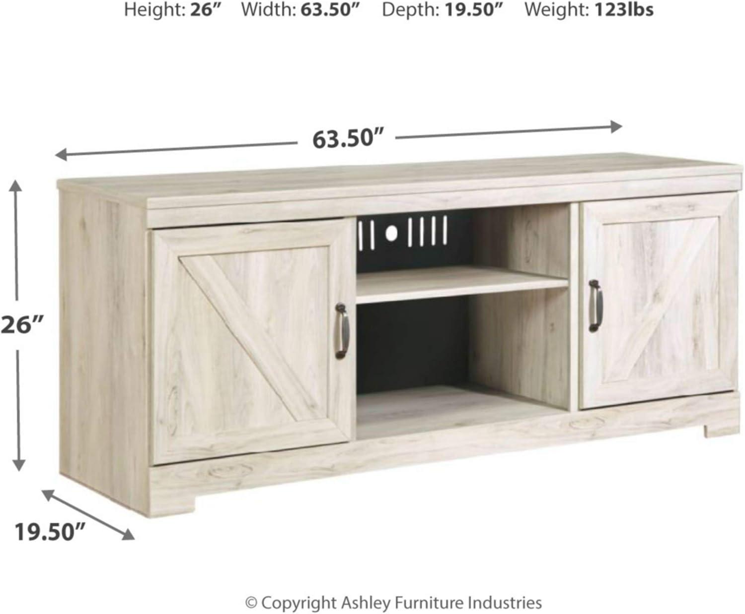 imageSignature Design by Ashley Bellaby Farmhouse TV Stand with Fireplace Option Fits TVs up to 60quot WhitewashWhitewash