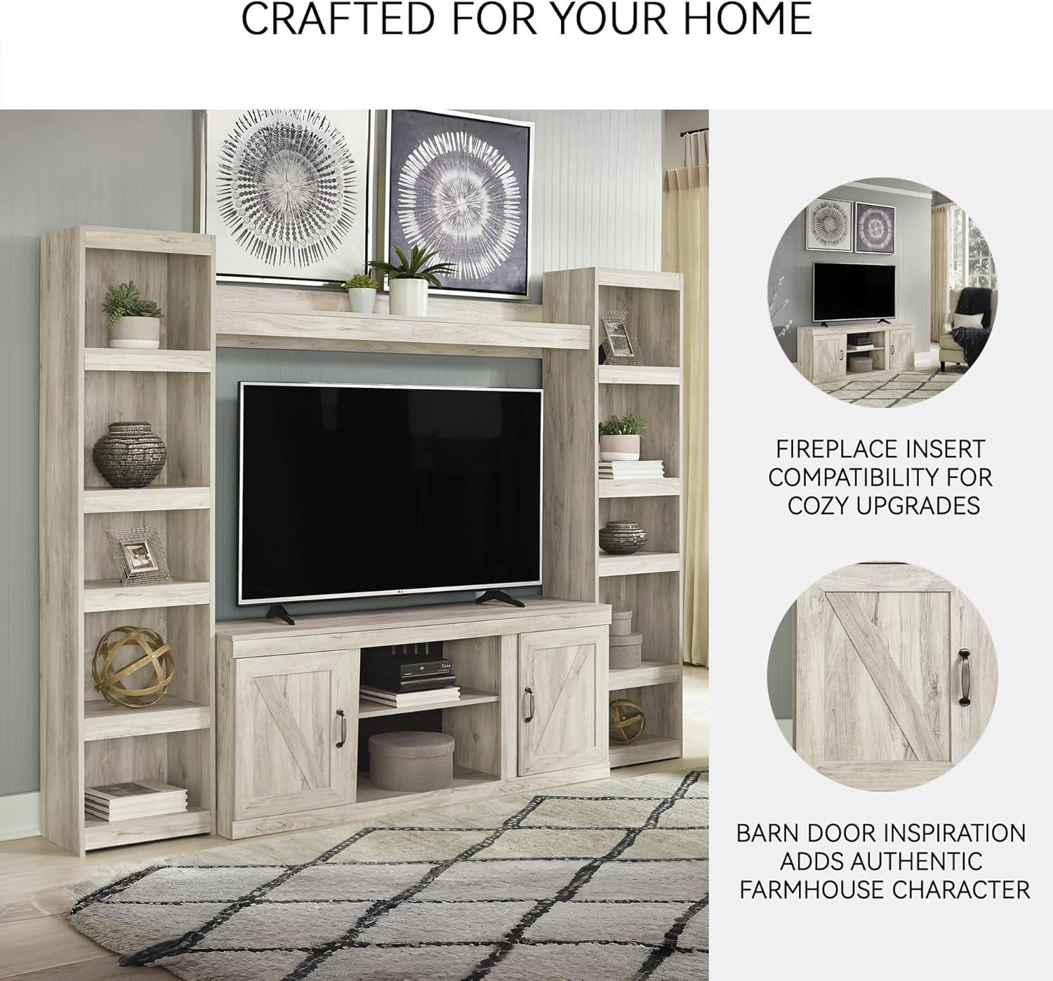 imageSignature Design by Ashley Bellaby Farmhouse TV Stand with Fireplace Option Fits TVs up to 60quot WhitewashWhitewash