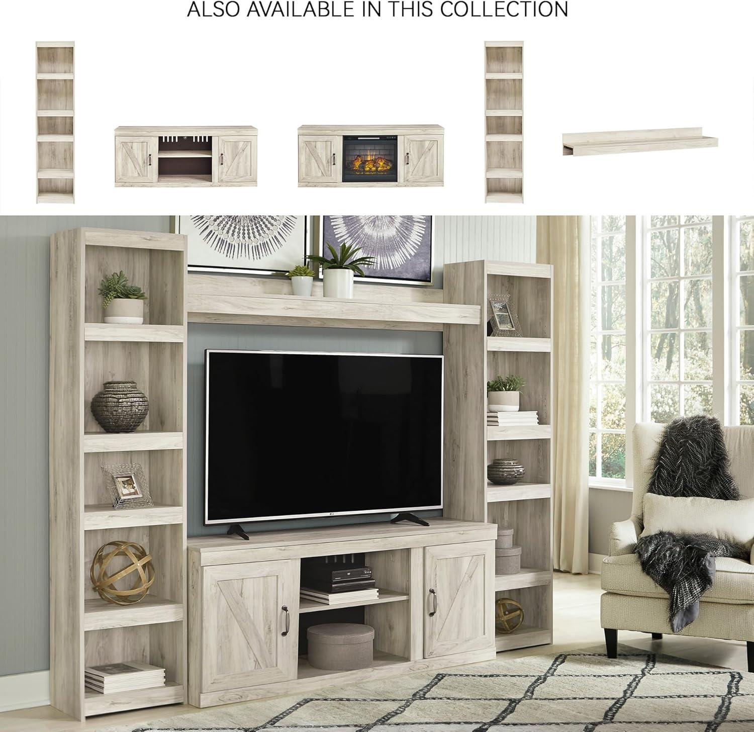 imageSignature Design by Ashley Bellaby Farmhouse TV Stand with Fireplace Option Fits TVs up to 60quot WhitewashWhitewash