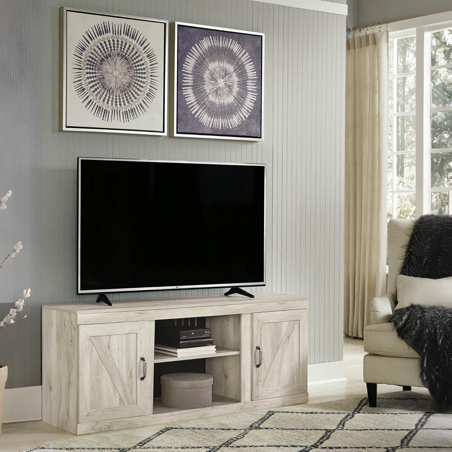 imageSignature Design by Ashley Bellaby Farmhouse TV Stand with Fireplace Option Fits TVs up to 60quot WhitewashWhitewash