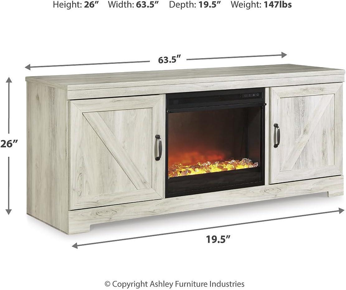 imageSignature Design by Ashley Bellaby Farmhouse TV Stand with Fireplace Option Fits TVs up to 60quot WhitewashWhitewash