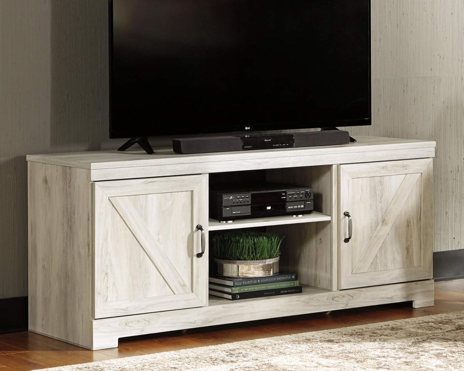 imageSignature Design by Ashley Bellaby Farmhouse TV Stand with Fireplace Option Fits TVs up to 60quot WhitewashWhitewash