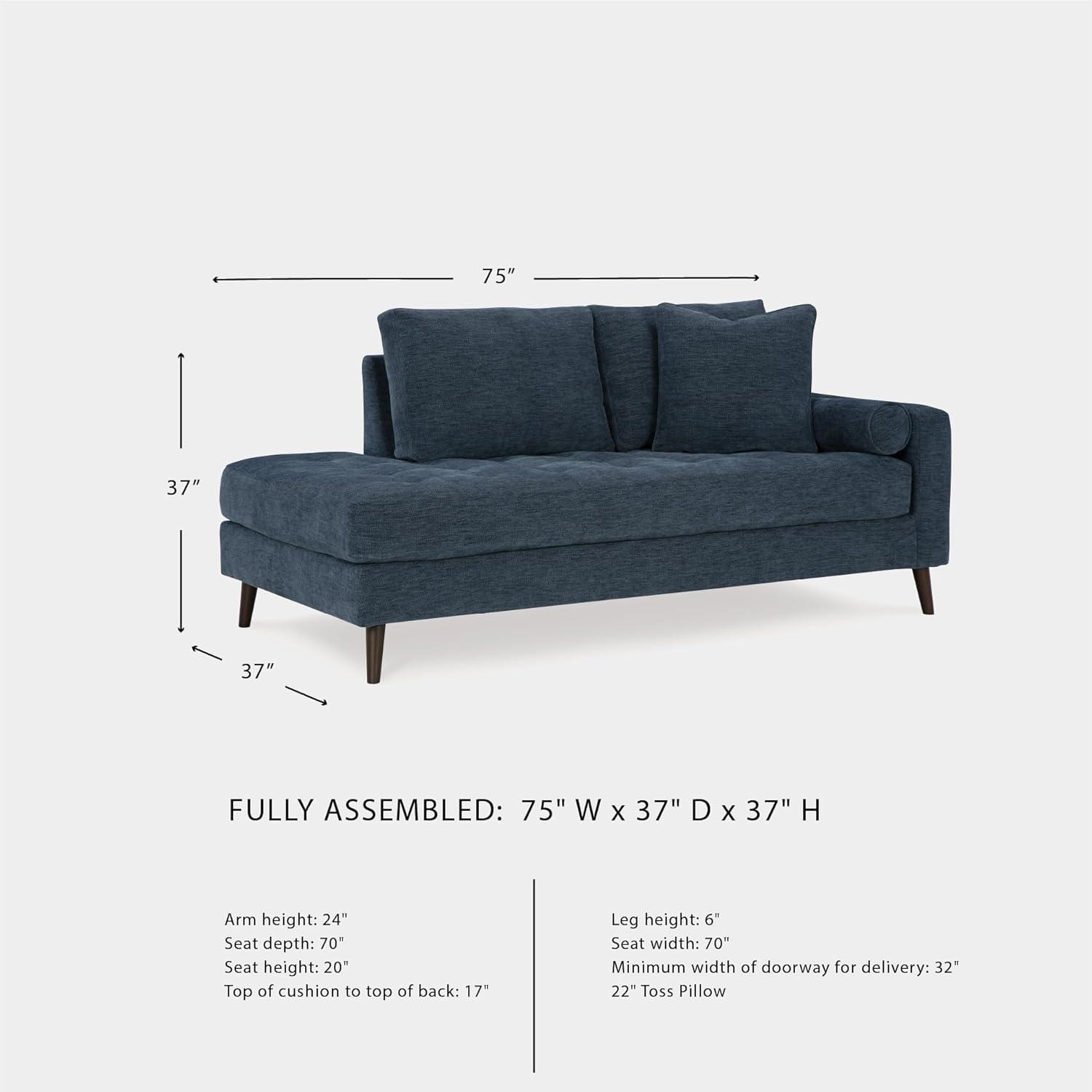 imageSignature Design by Ashley Bixler MidCentury Modern Tufted Upholstered RightArm Facing Corner Chaise with 2 Toss Pillow GreenBlue