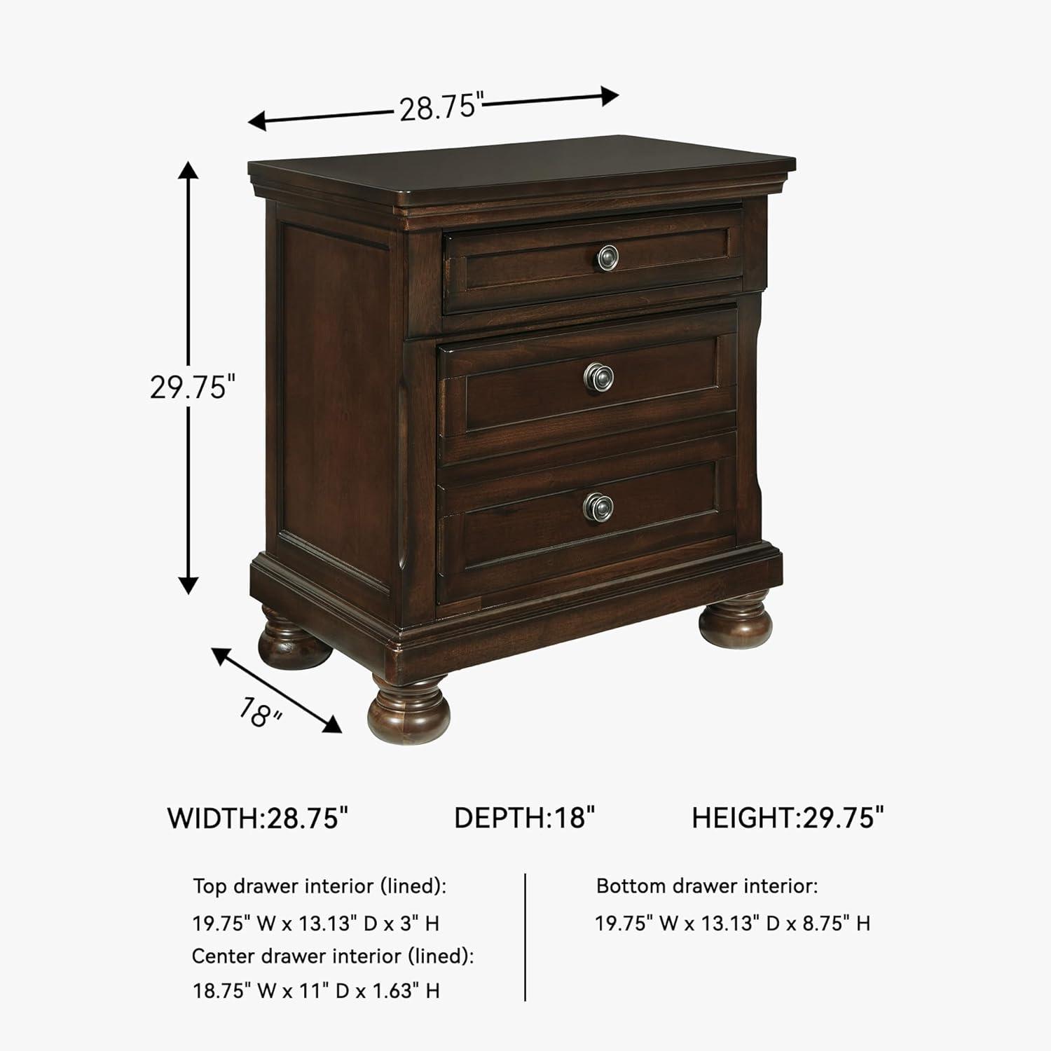 imageSignature Design by Ashley Blairhurst 3 Drawer Nightstand with USB Charging 2875quot Tall Light Grayish BrownBlack