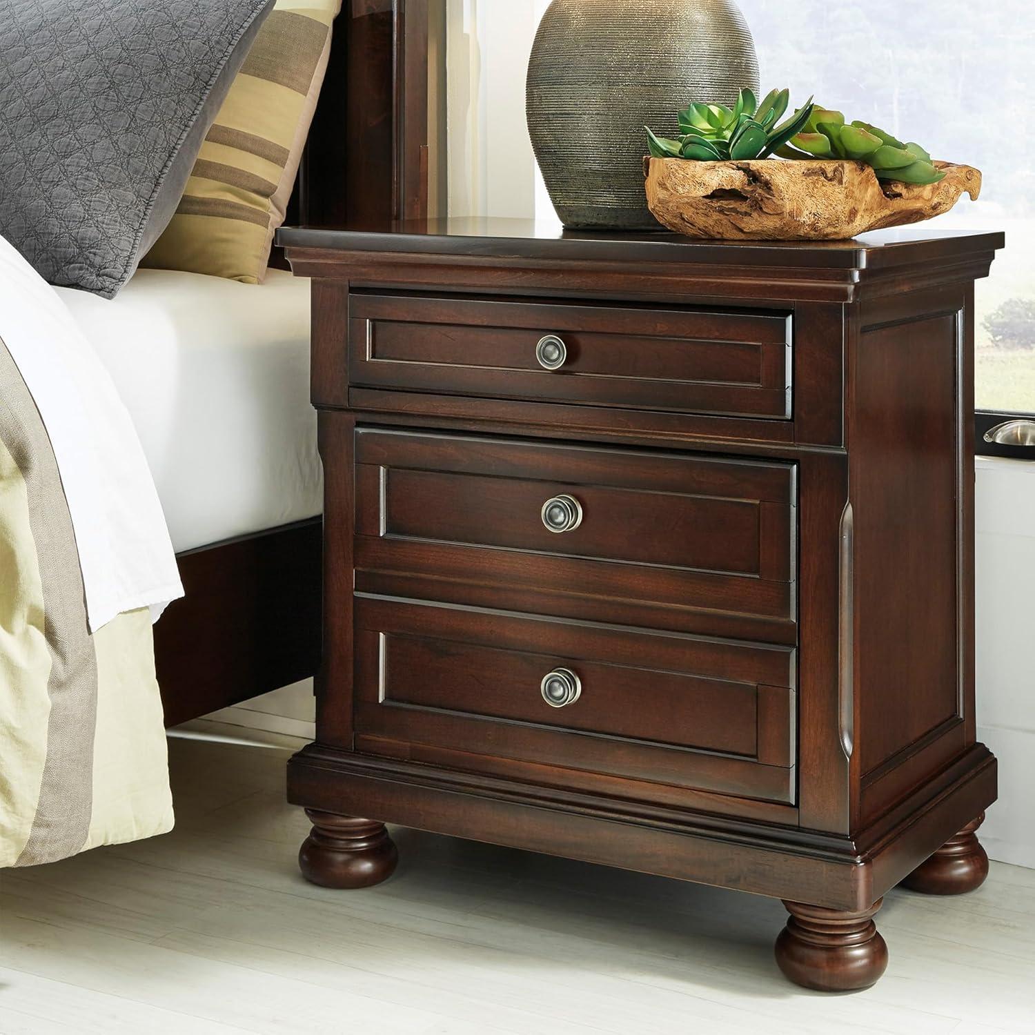 imageSignature Design by Ashley Blairhurst 3 Drawer Nightstand with USB Charging 2875quot Tall Light Grayish BrownBlack