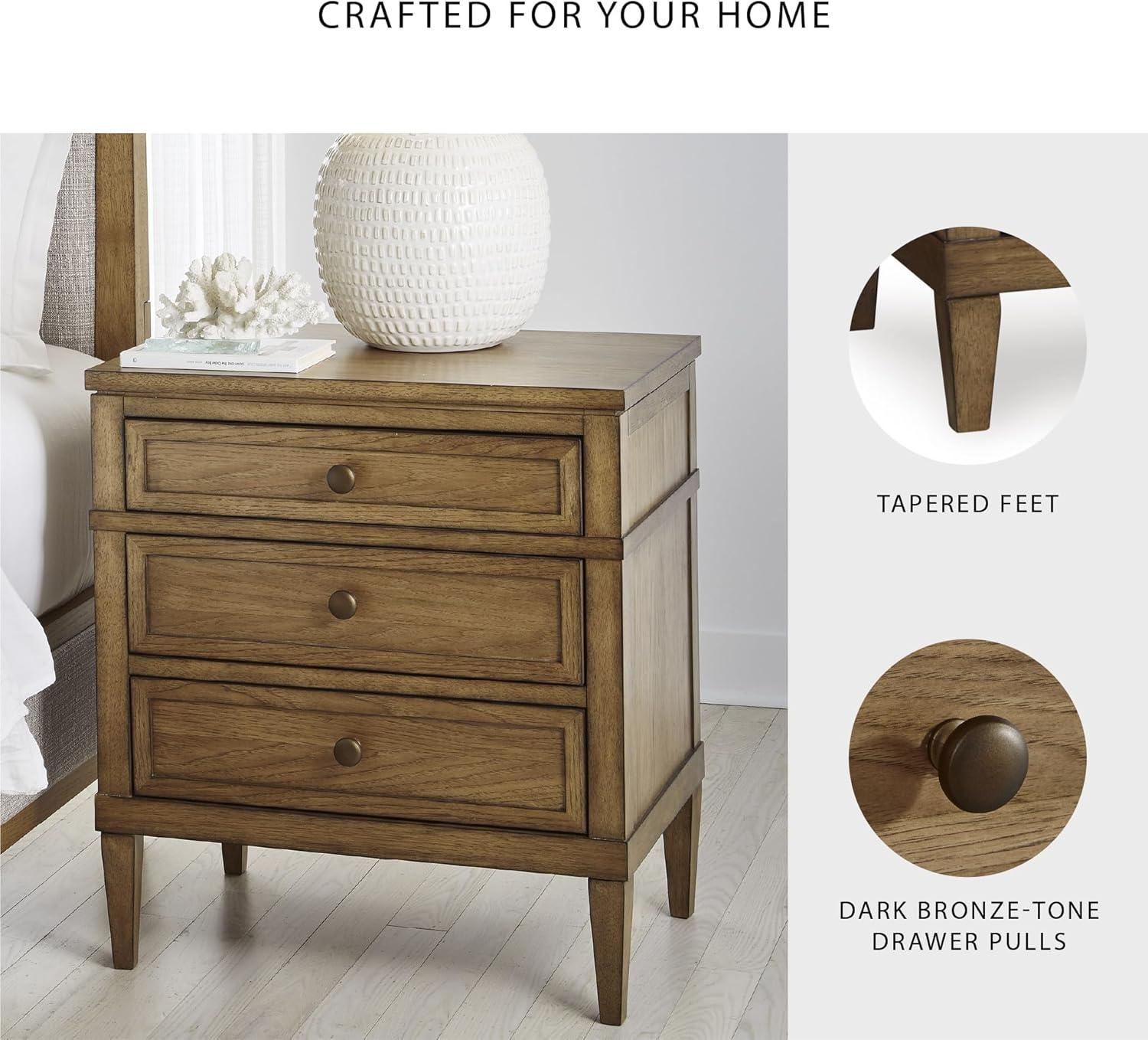 imageSignature Design by Ashley Blairhurst 3 Drawer Nightstand with USB Charging 2875quot Tall Light Grayish BrownBrown