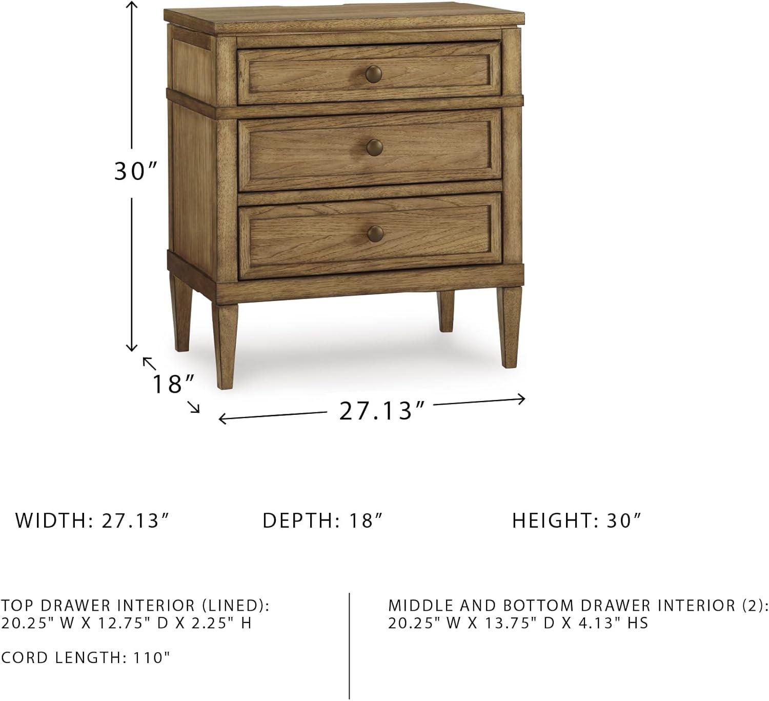 imageSignature Design by Ashley Blairhurst 3 Drawer Nightstand with USB Charging 2875quot Tall Light Grayish BrownBrown