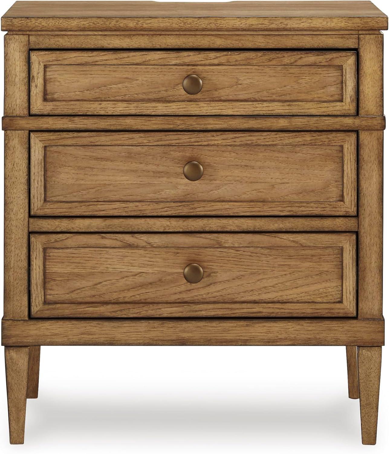 imageSignature Design by Ashley Blairhurst 3 Drawer Nightstand with USB Charging 2875quot Tall Light Grayish BrownBrown