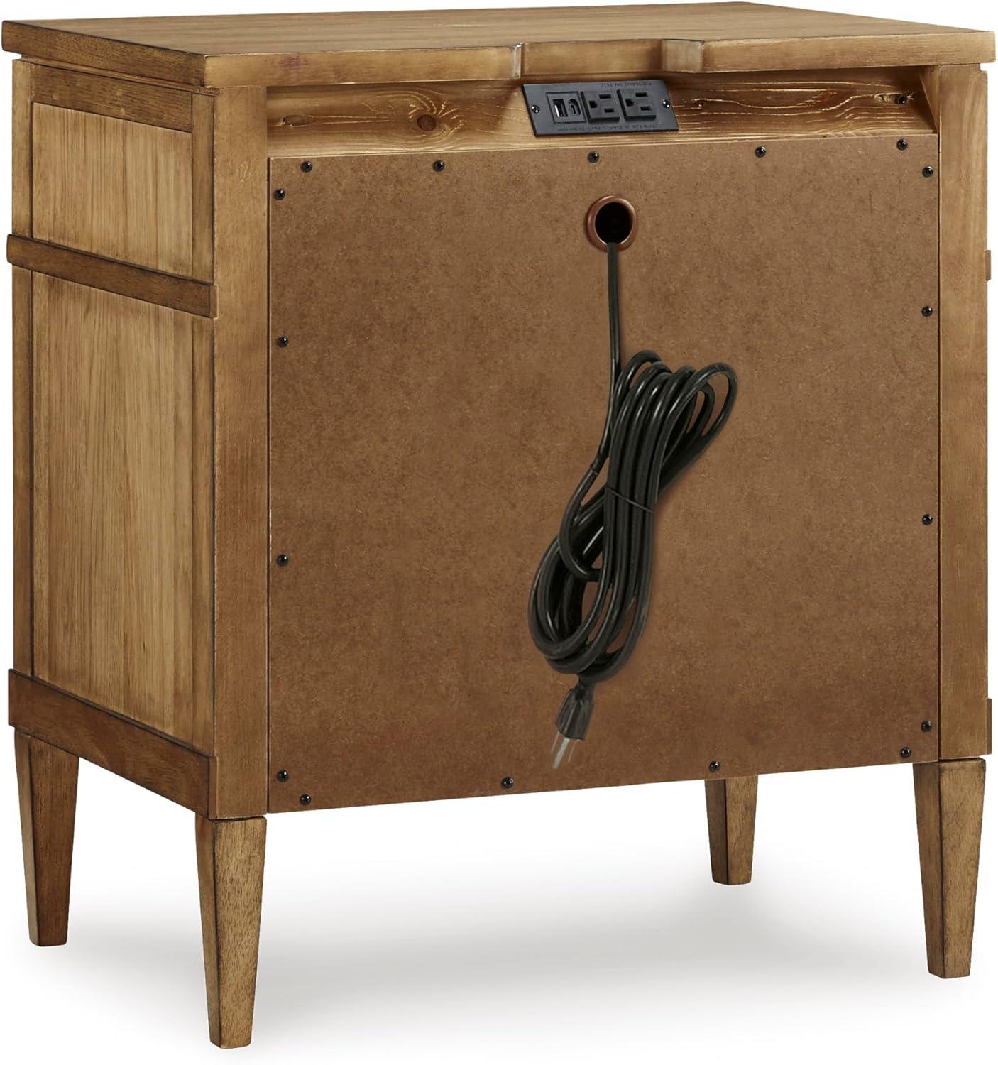 imageSignature Design by Ashley Blairhurst 3 Drawer Nightstand with USB Charging 2875quot Tall Light Grayish BrownBrown