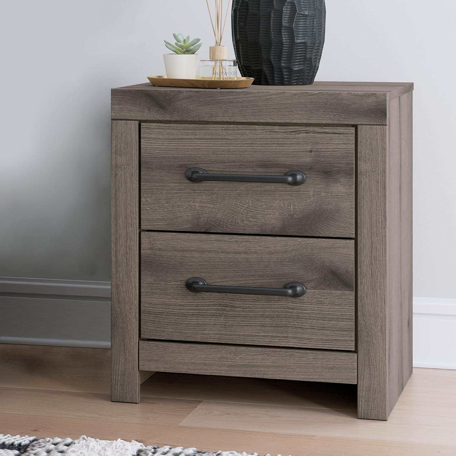 imageSignature Design by Ashley Blairhurst 3 Drawer Nightstand with USB Charging 2875quot Tall Light Grayish BrownBrown Gray