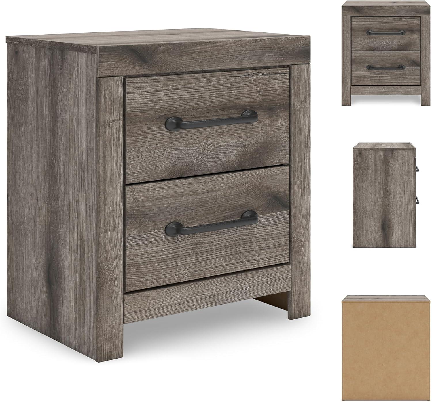 imageSignature Design by Ashley Blairhurst 3 Drawer Nightstand with USB Charging 2875quot Tall Light Grayish BrownBrown Gray