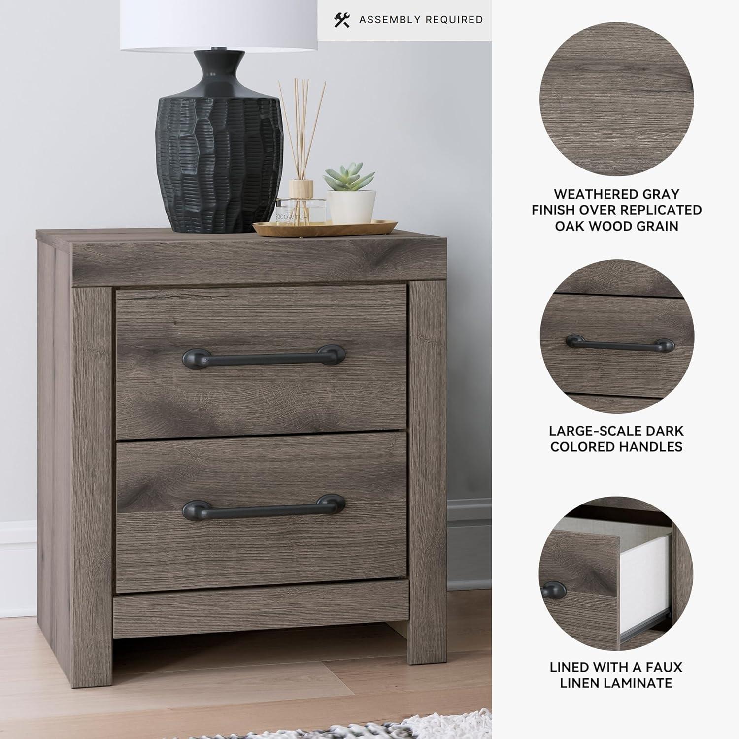 imageSignature Design by Ashley Blairhurst 3 Drawer Nightstand with USB Charging 2875quot Tall Light Grayish BrownBrownGray