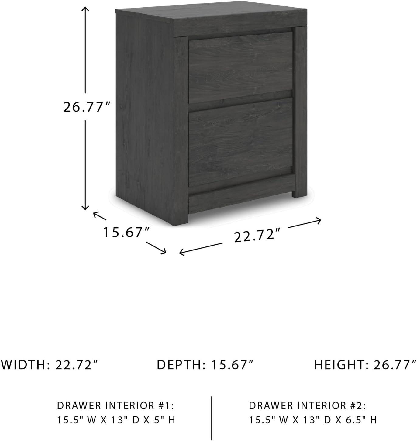 imageSignature Design by Ashley Blairhurst 3 Drawer Nightstand with USB Charging 2875quot Tall Light Grayish BrownCharcoal