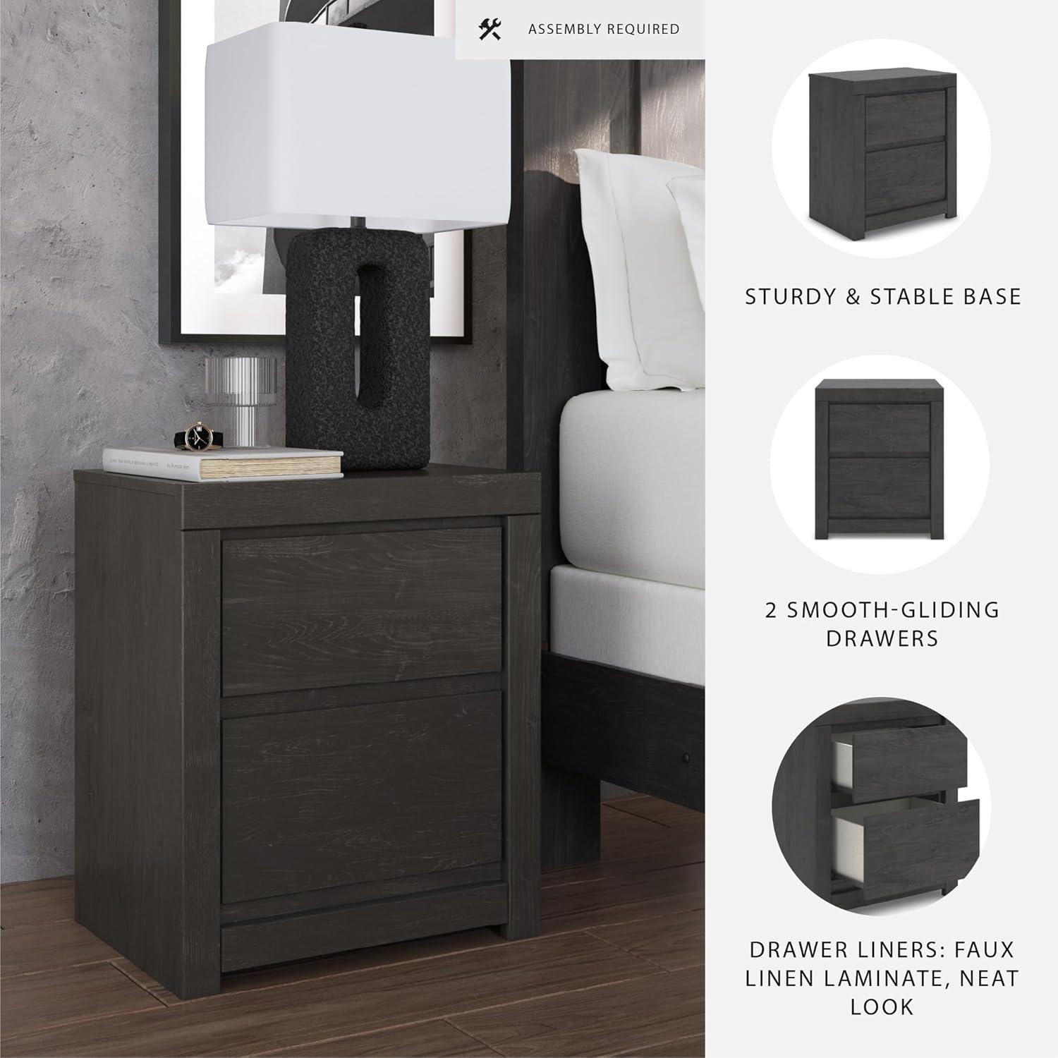 imageSignature Design by Ashley Blairhurst 3 Drawer Nightstand with USB Charging 2875quot Tall Light Grayish BrownCharcoal