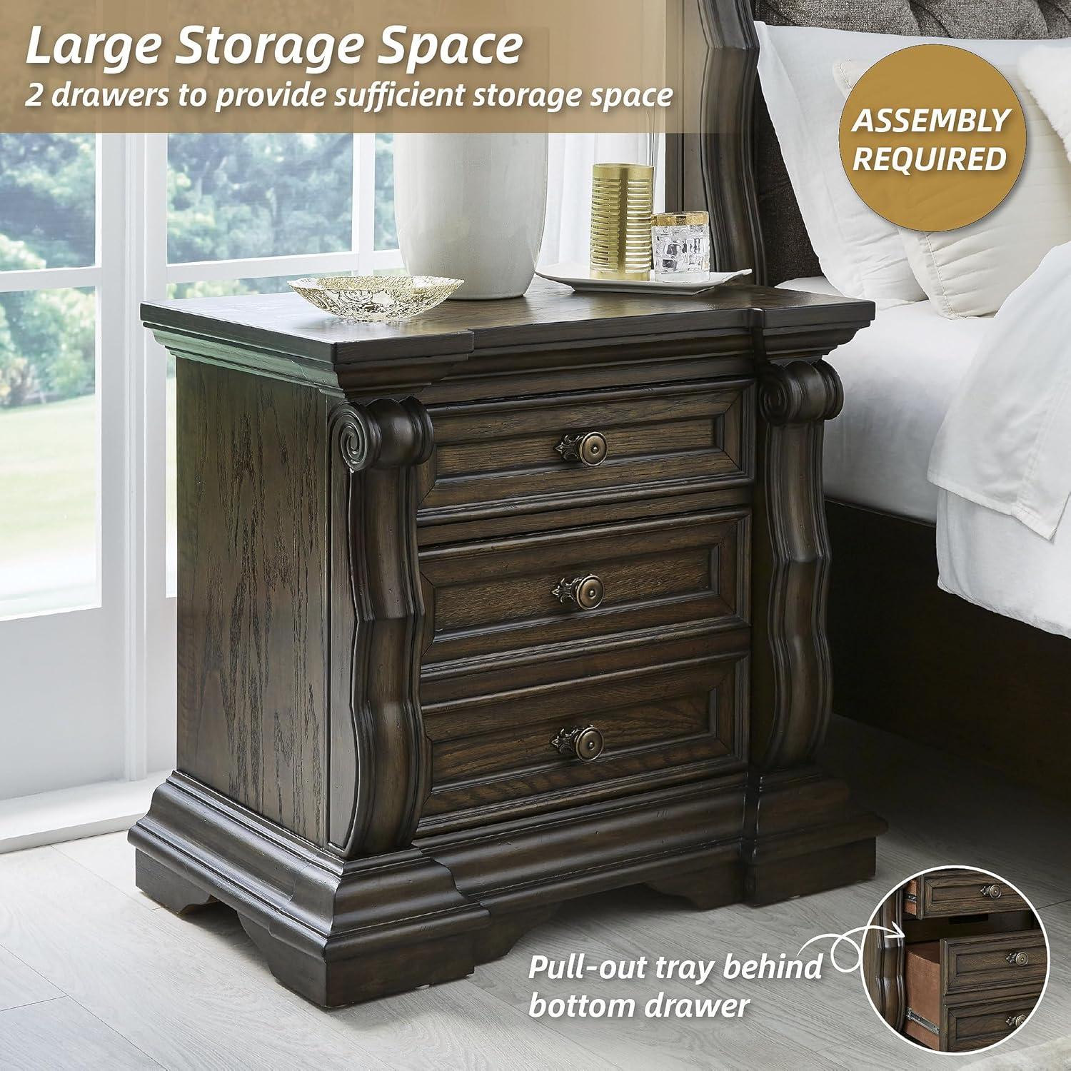 imageSignature Design by Ashley Blairhurst 3 Drawer Nightstand with USB Charging 2875quot Tall Light Grayish BrownDark Brown