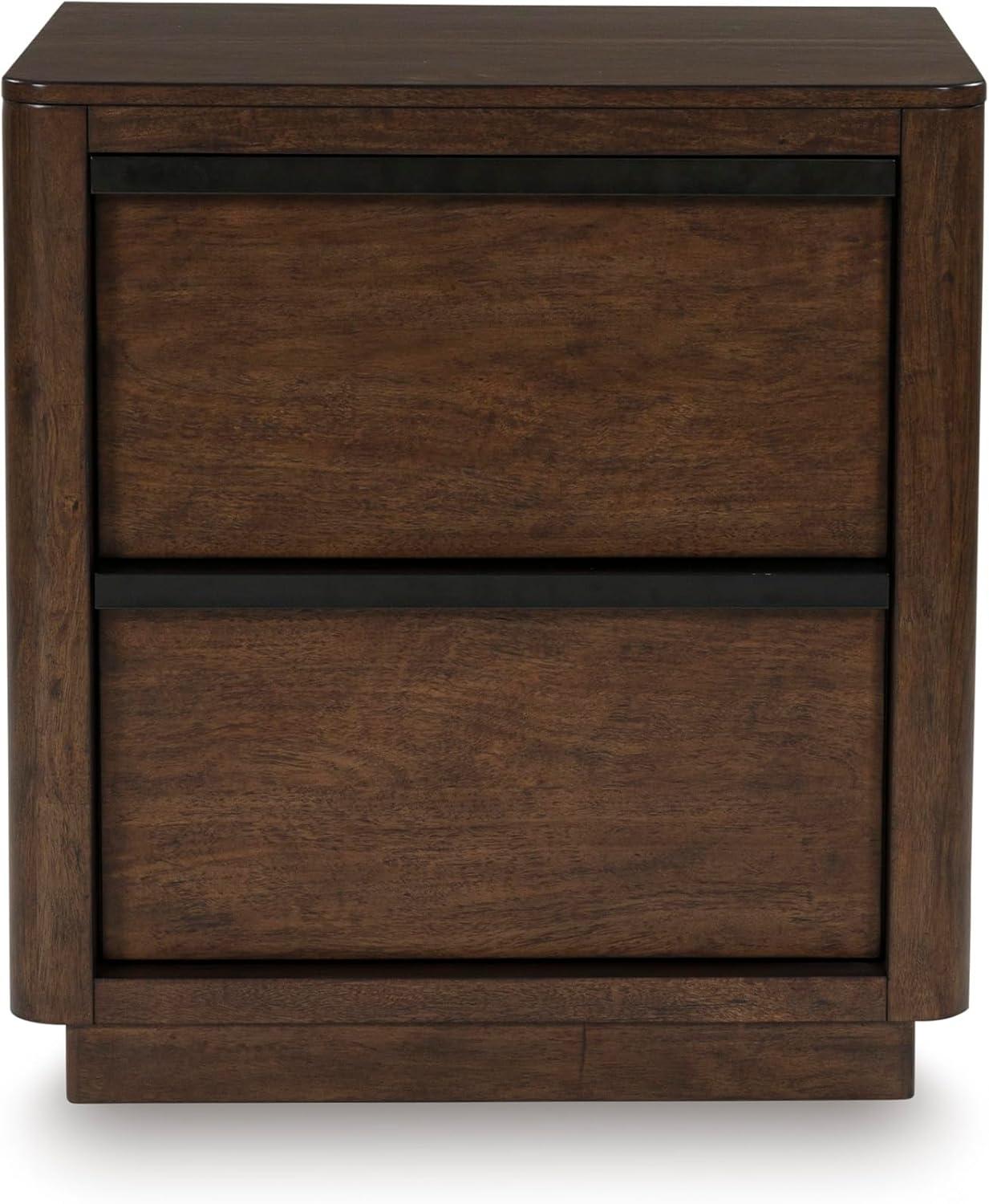 imageSignature Design by Ashley Blairhurst 3 Drawer Nightstand with USB Charging 2875quot Tall Light Grayish BrownDark Brown