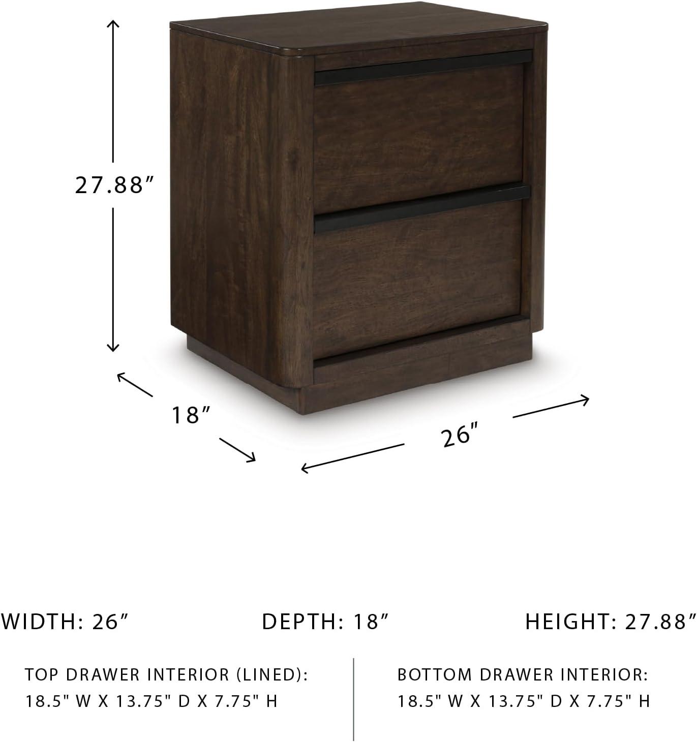 imageSignature Design by Ashley Blairhurst 3 Drawer Nightstand with USB Charging 2875quot Tall Light Grayish BrownDark Brown