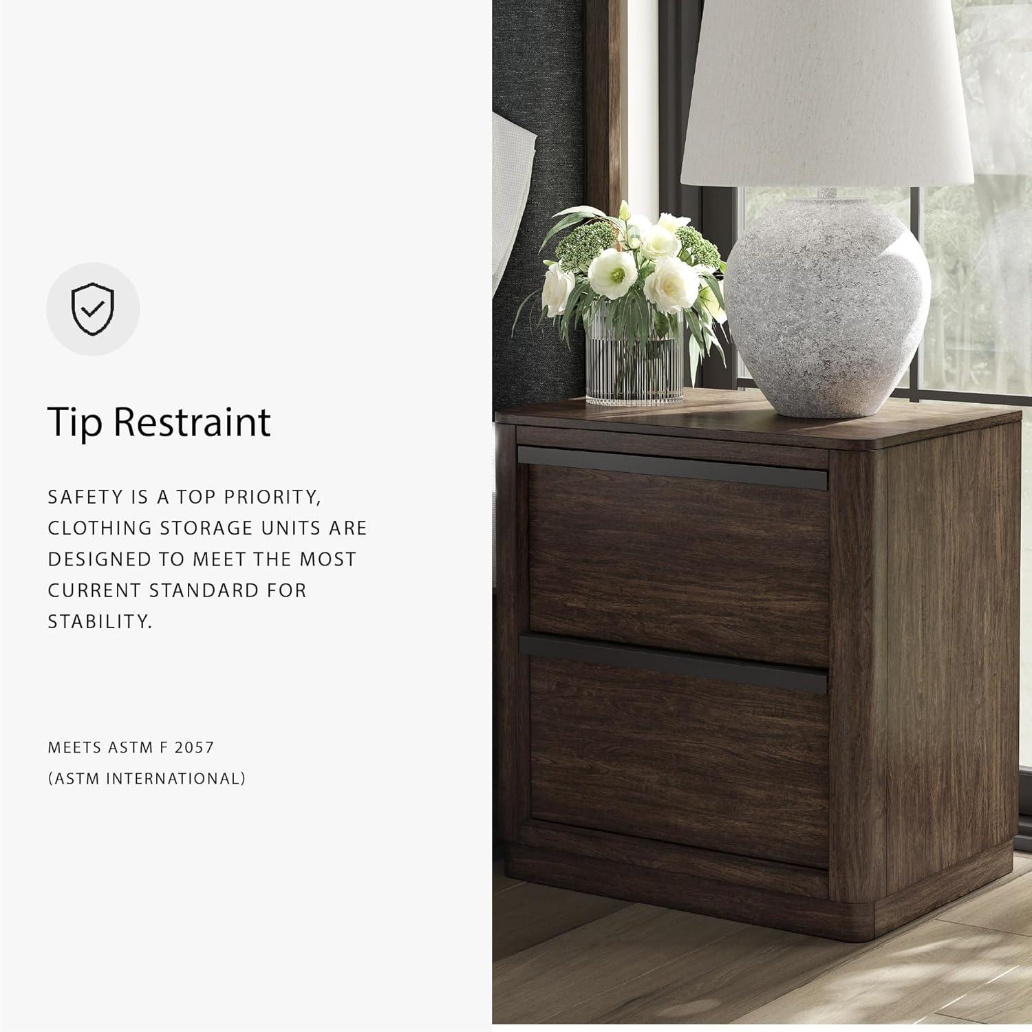 imageSignature Design by Ashley Blairhurst 3 Drawer Nightstand with USB Charging 2875quot Tall Light Grayish BrownDark Brown