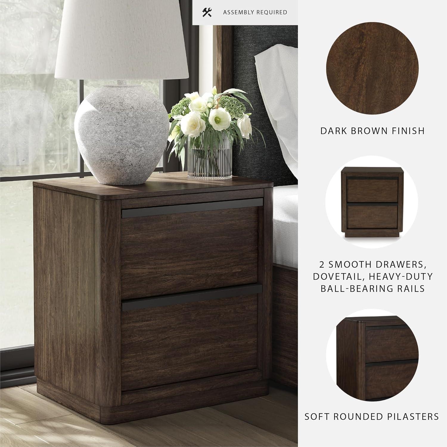 imageSignature Design by Ashley Blairhurst 3 Drawer Nightstand with USB Charging 2875quot Tall Light Grayish BrownDark Brown