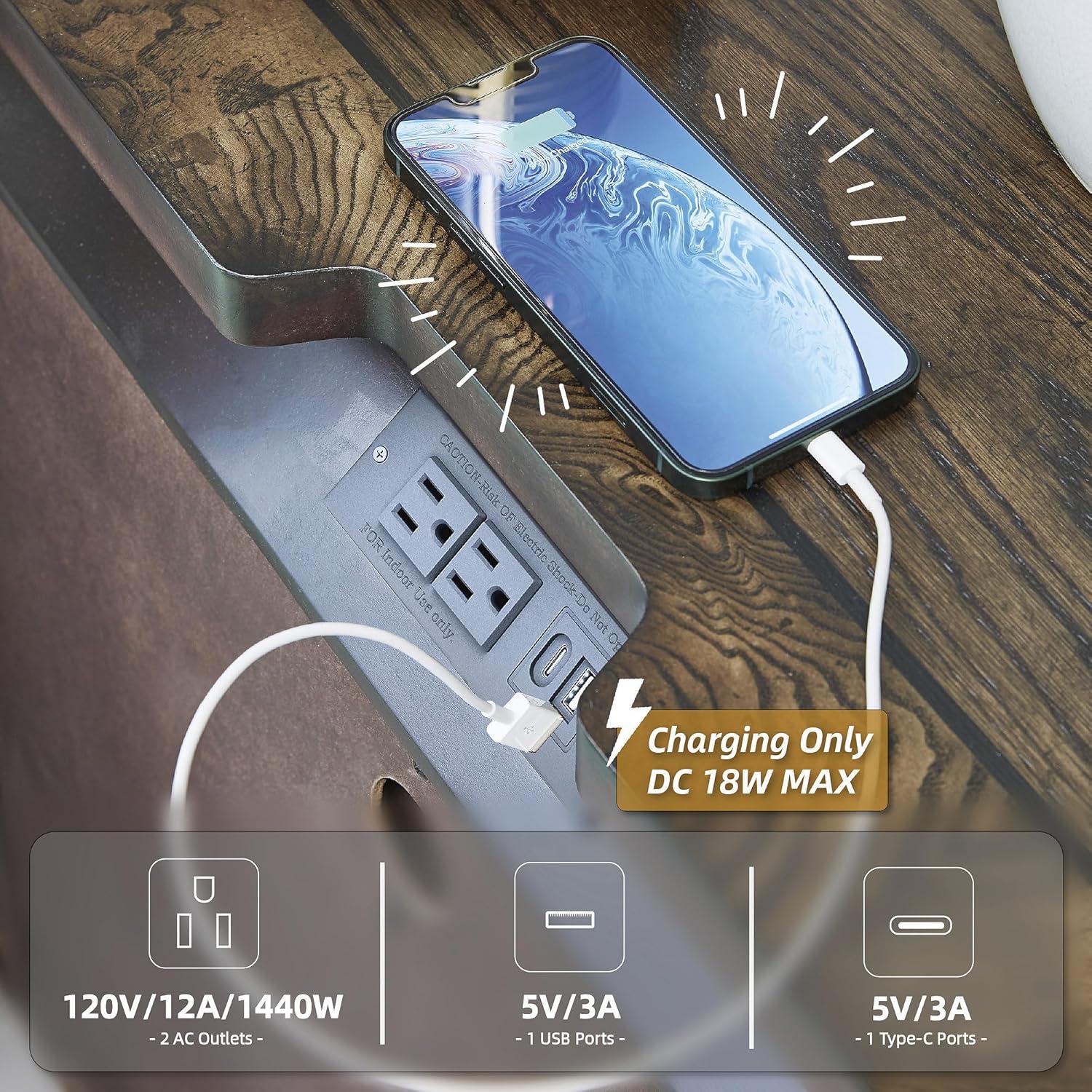 imageSignature Design by Ashley Blairhurst 3 Drawer Nightstand with USB Charging 2875quot Tall Light Grayish BrownDark Brown