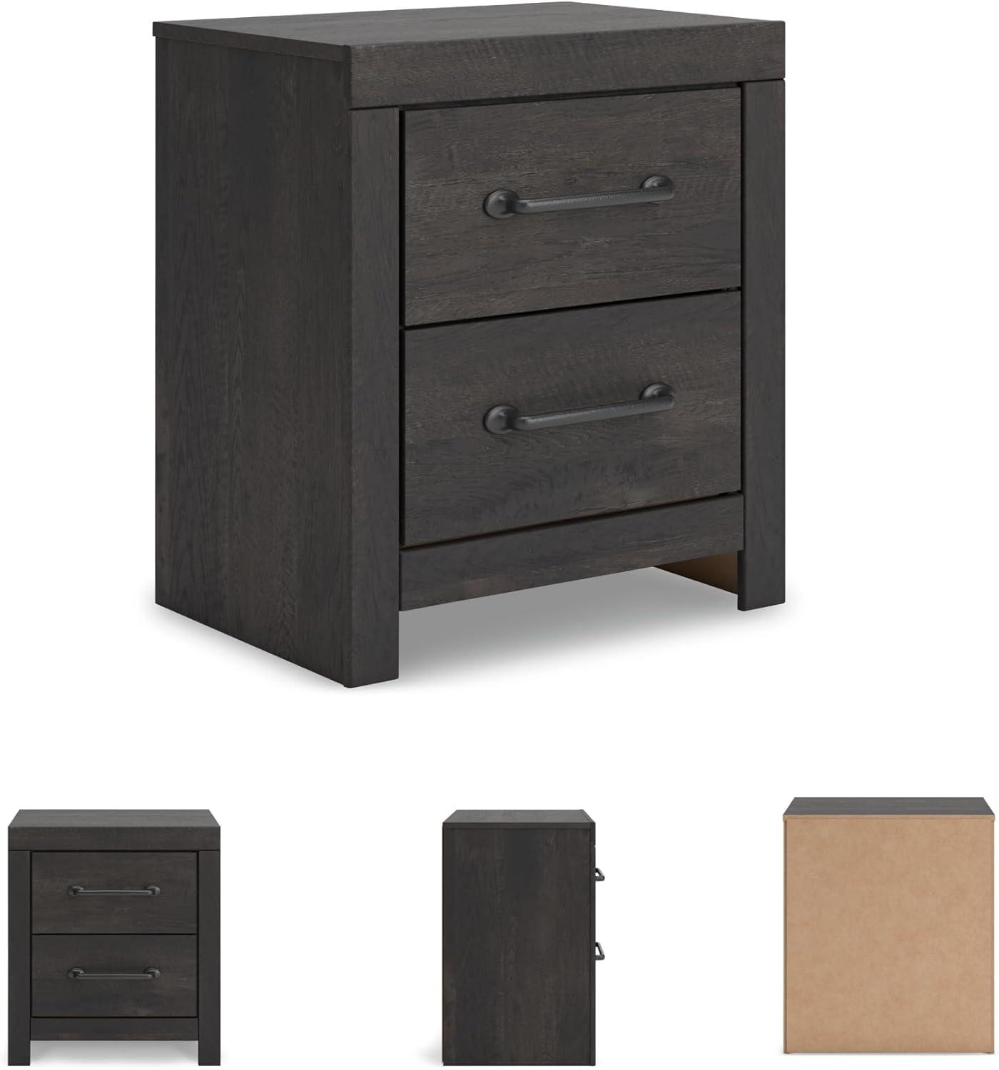 imageSignature Design by Ashley Blairhurst 3 Drawer Nightstand with USB Charging 2875quot Tall Light Grayish BrownDark Gray