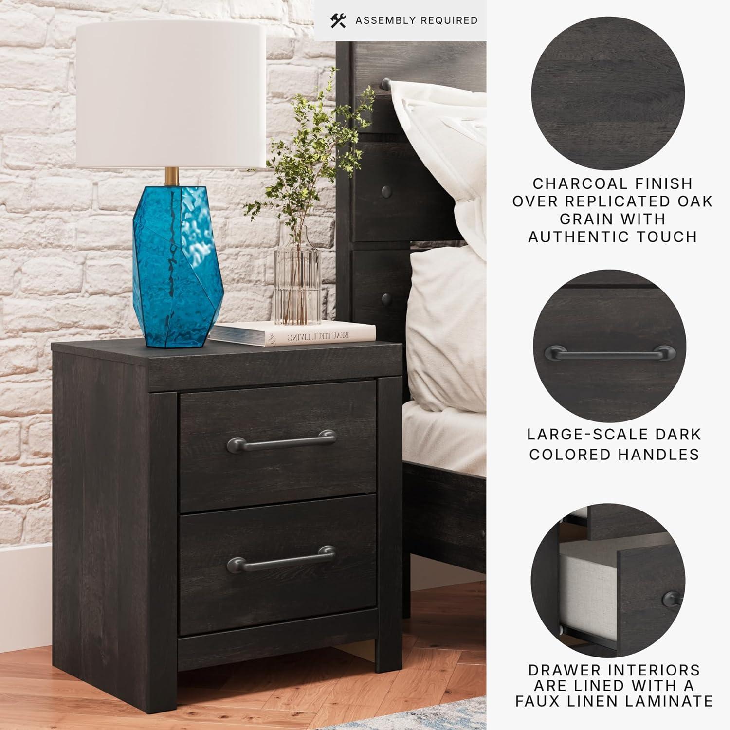 imageSignature Design by Ashley Blairhurst 3 Drawer Nightstand with USB Charging 2875quot Tall Light Grayish BrownDark Gray